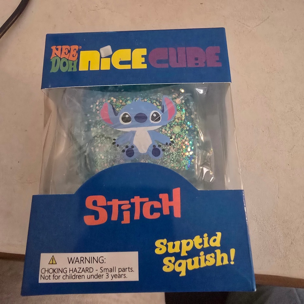 NeeDoh Nice Cube Stitch Disney Lilo & Stitch Super Solid Squish Fidget Toy Blue